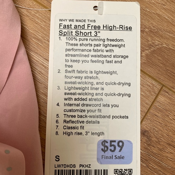 Lululemon fast and free HR split short 3” pink haze - Picture 2 of 5